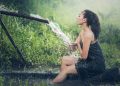woman, bathing, water