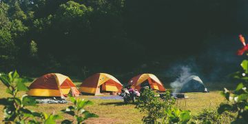 tents, camping, campfire